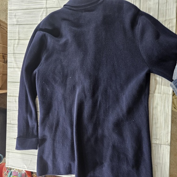 J Crew Sweater Womens Large Navy Blue Long Cardigan Blazer Coatigan Knit - Picture 5 of 6